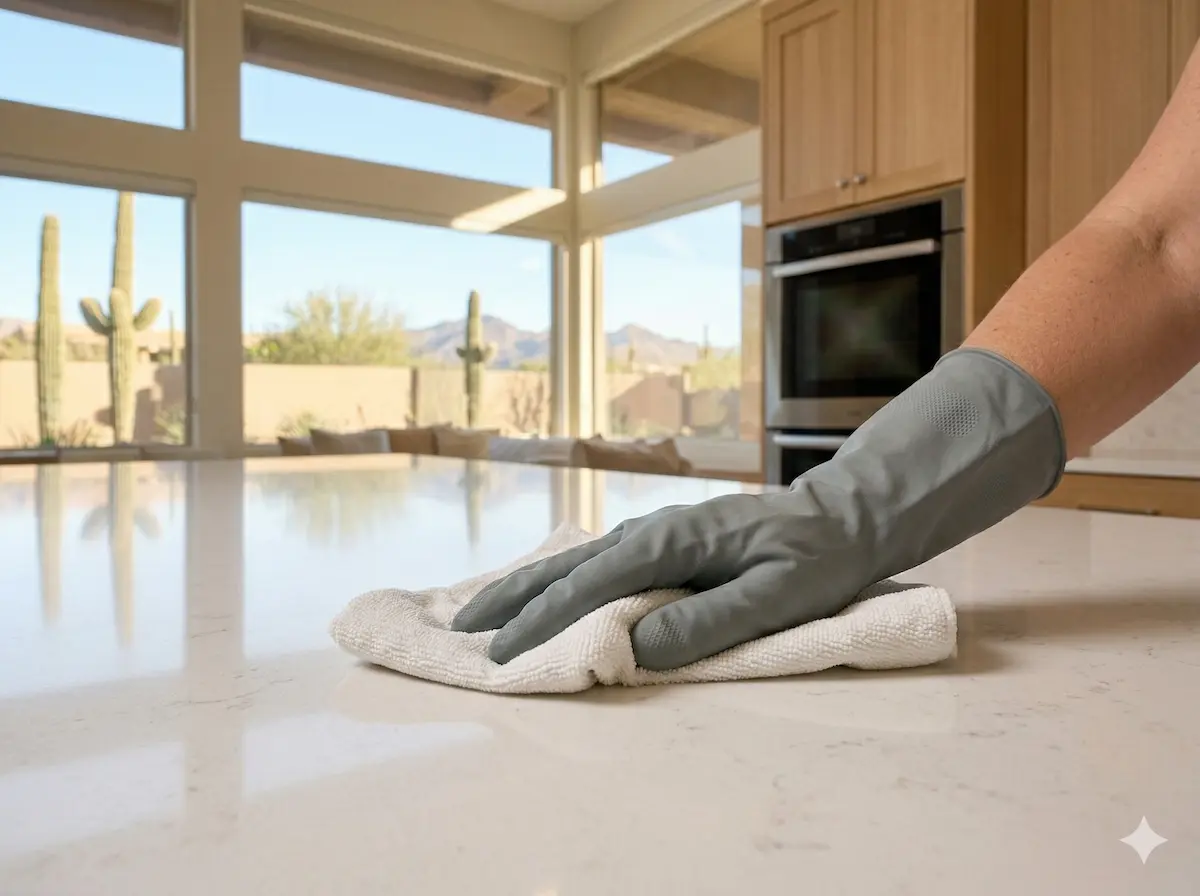 Sanitizing kitchen high-touch surfaces in an East Valley home